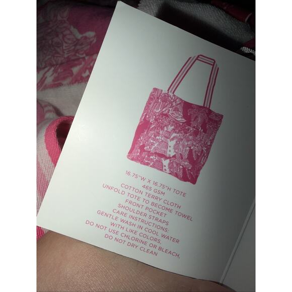 NEW Lilly Pulitzer Beach Towel Tote Palm Beach Resort White Anniversary Print - Picture 5 of 9